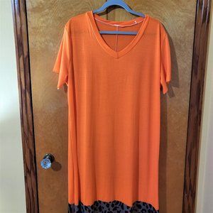 Orange Leopard Print & Black Long Maxi Dress Size 5XL
